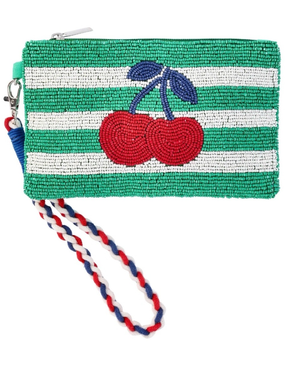Set Viral Hand Beaded Cherry Slide Sandal Wristlet Zip Pouch Women Size 7 8 9 - Picture 5 of 14